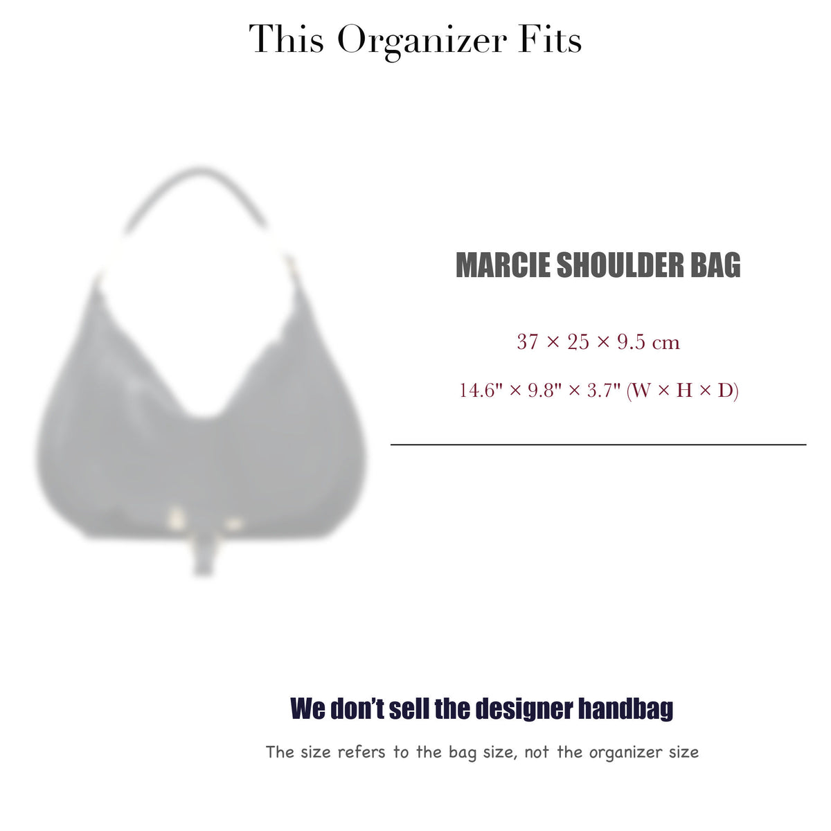 Bag Insert for (Chloe, Marcie Shoulder Bag) Organizer of Nylon Fabric