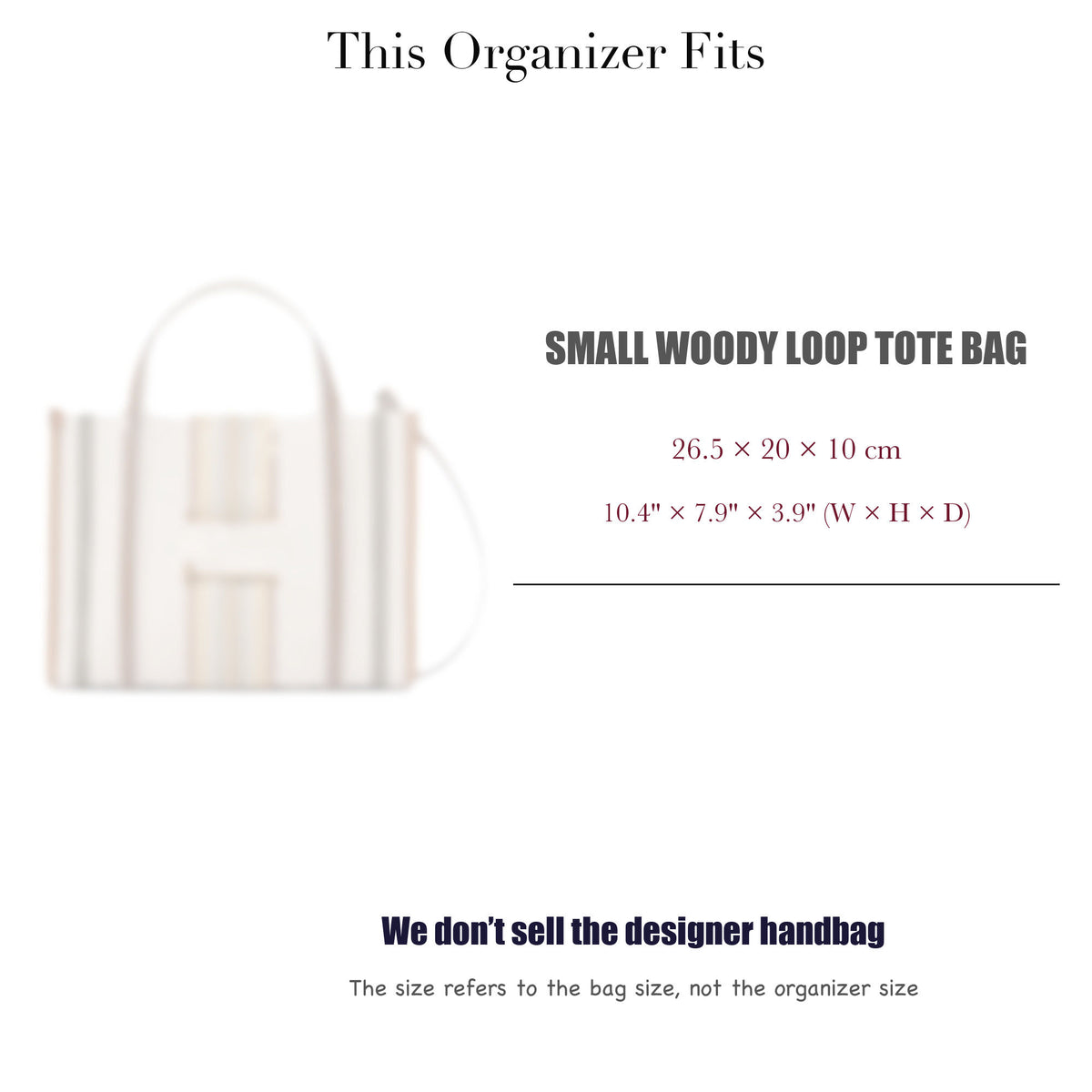 Bag Insert for (Chloe, Small Woody Loop Tote Bag) Organizer of Felt Fabric