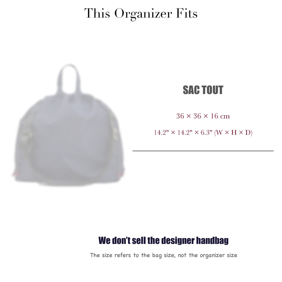 Bag Insert for (Clare V., Sac Tout) Organizer of Felt Fabric