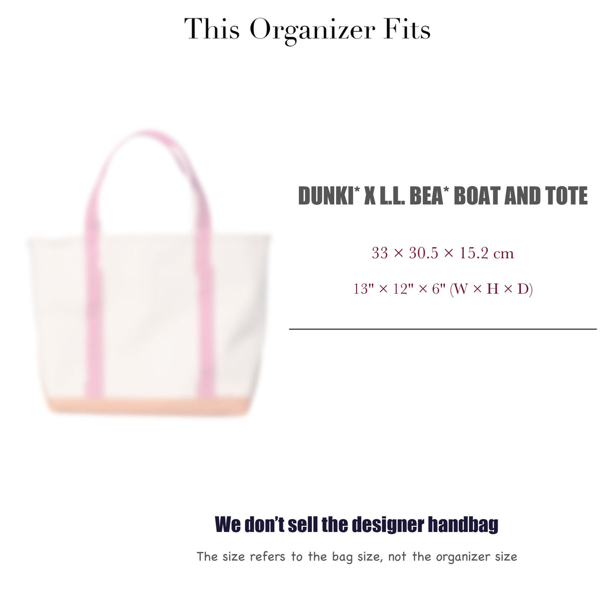Bag Insert for (L.L.Bean, Dunki* x L.L. Bea* Boat and Tote) Organizer of Nylon Fabric