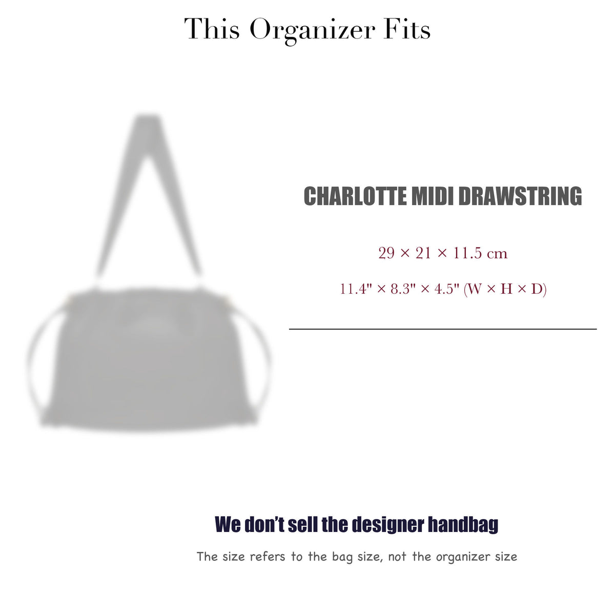 Bag Insert for (Strath berr., Charlotte Midi Drawstring) Organizer of Felt Fabric