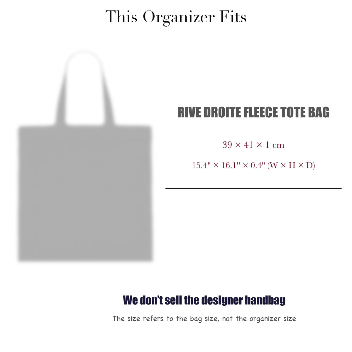 Bag Insert for (Saint Laurent (YSL), Rive Droite Fleece Tote Bag) Organizer of Felt Fabric