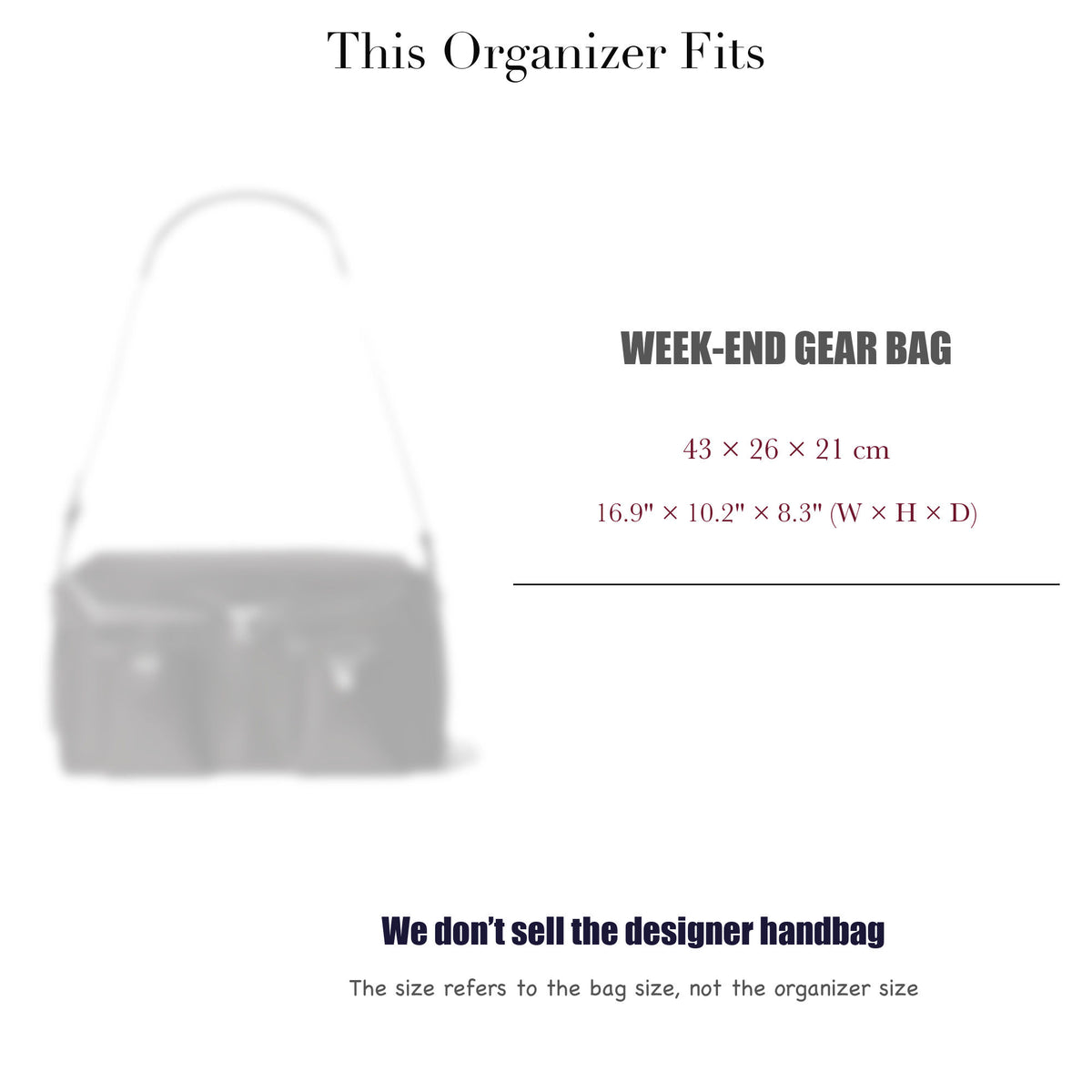 Bag Insert for (Lemaire, WEEK-END GEAR BAG) Organizer of Silk Fabric