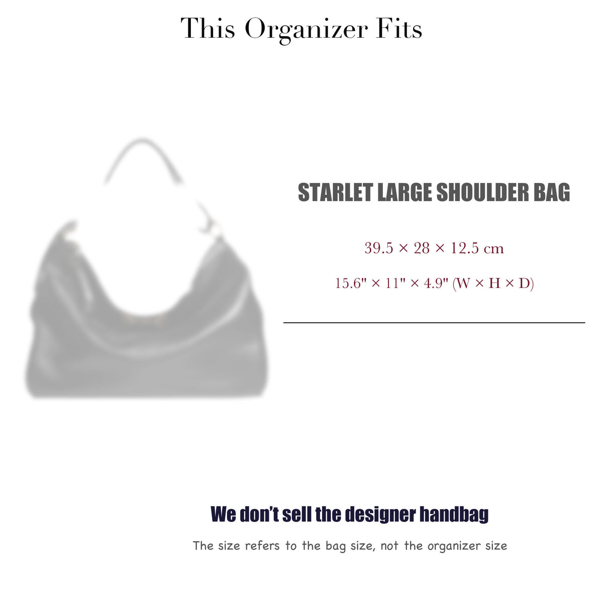 Bag Insert for (Gucci, Starlet Large Shoulder Bag) Organizer of Silk Fabric