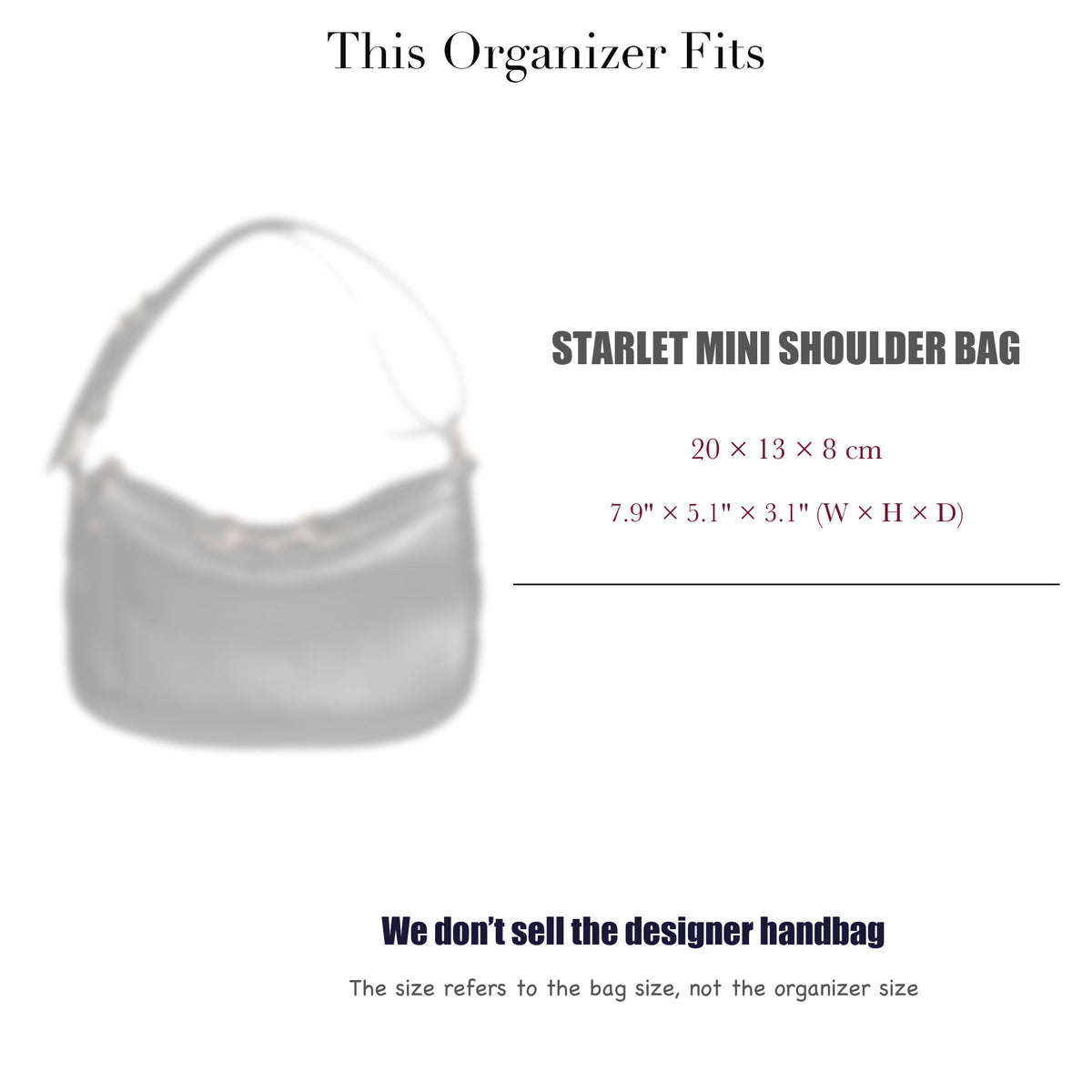 Bag Insert for (Gucci, Starlet Mini Shoulder Bag) Organizer of Silk Fabric