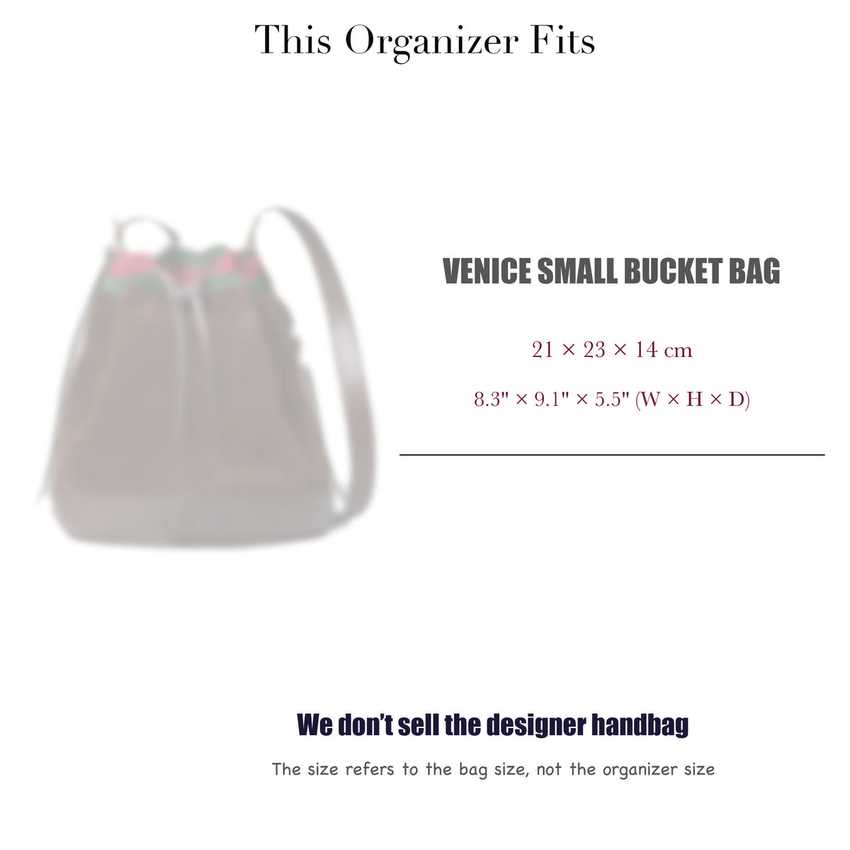 Bag Insert for (Gucci, Venice Small Bucket Bag) Organizer of DupontPaper with Silk Interior