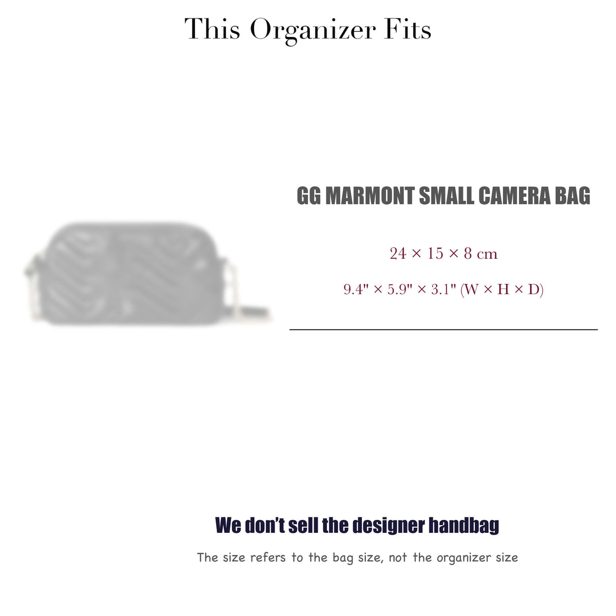 Bag Insert for (Gucci, GG Marmont Small Camera Bag) Organizer of Felt Fabric