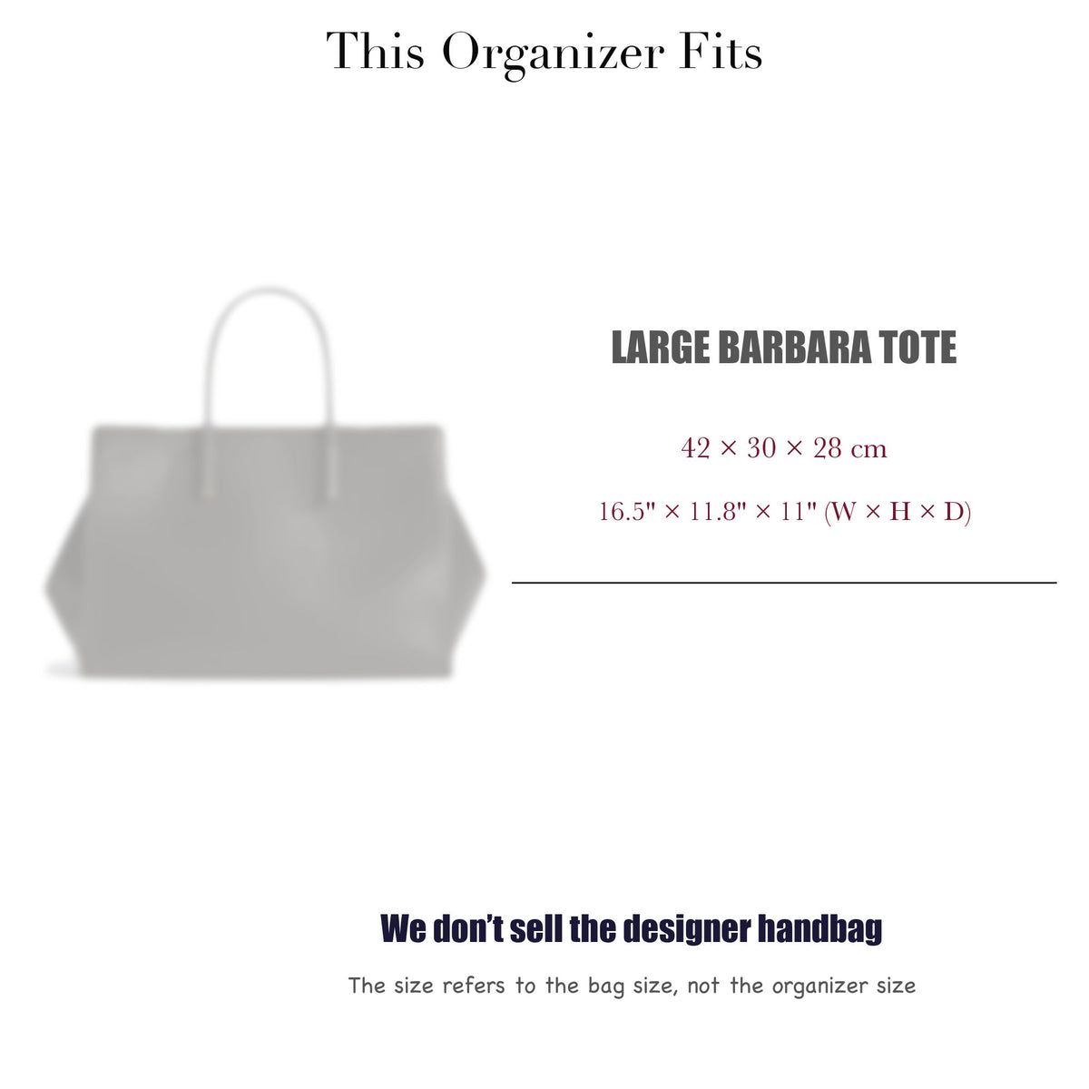 Bag Insert for (Bottega Veneta, Large Barbara Tote) Organizer of Felt Fabric