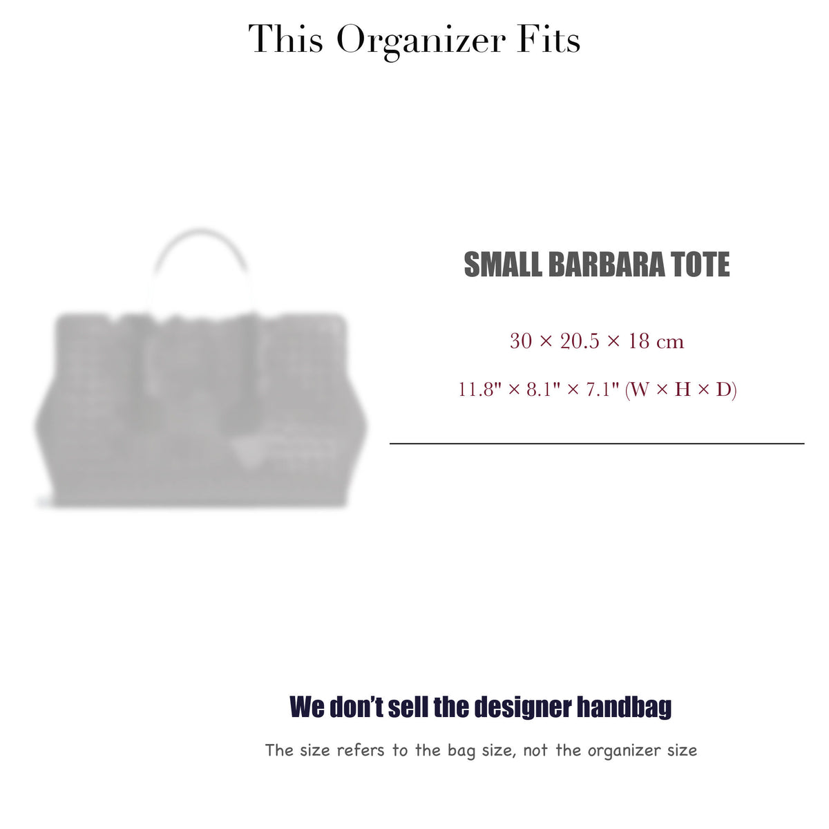 Bag Insert for (Bottega Veneta, Small Barbara Tote) Organizer of Felt Fabric