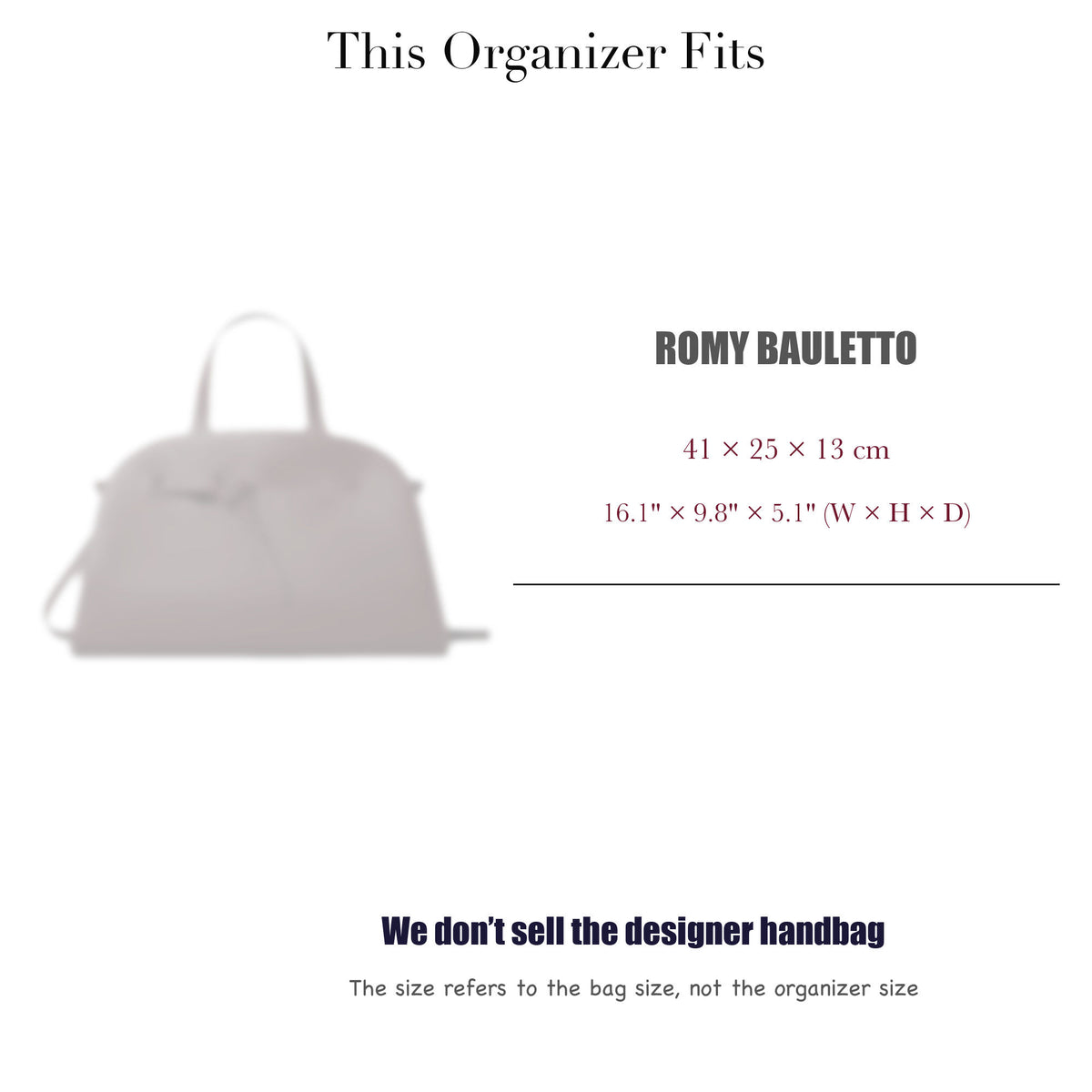 Bag Insert for (Tory Burch, Romy Bauletto) Organizer of Silk Fabric