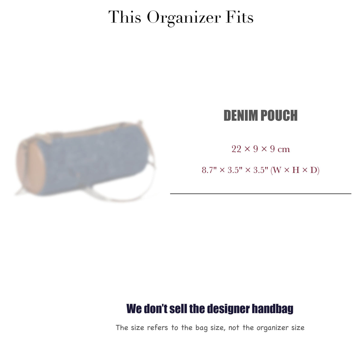 Bag Insert for (Miu Miu, Denim Pouch) Organizer of Felt Fabric