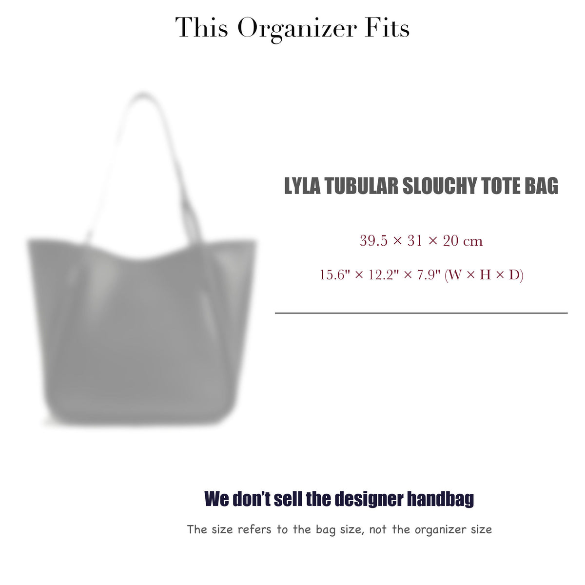 Bag Insert for (Charles & Keith, Lyla Tubular Slouchy Tote Bag) Organizer of Felt Fabric
