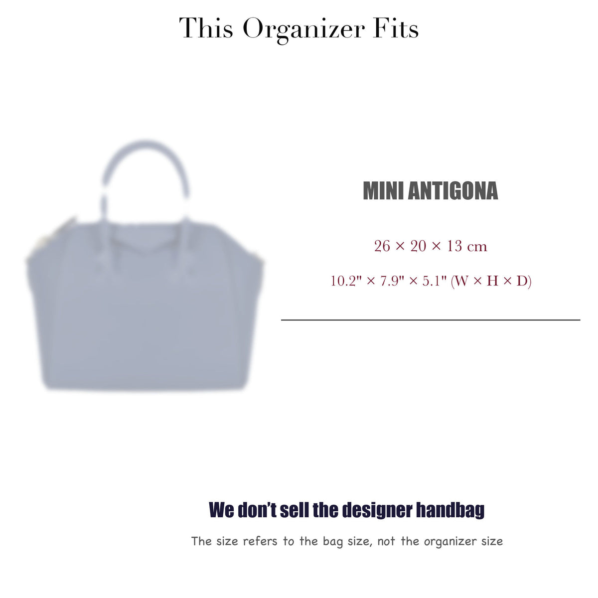 Bag Insert for (Givenchy, Mini Antigona) Organizer of Felt Fabric