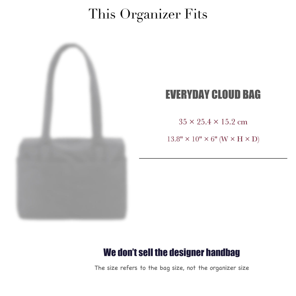 Bag Insert for (Baggu, Everyday Cloud Bag) Organizer of Silk Fabric
