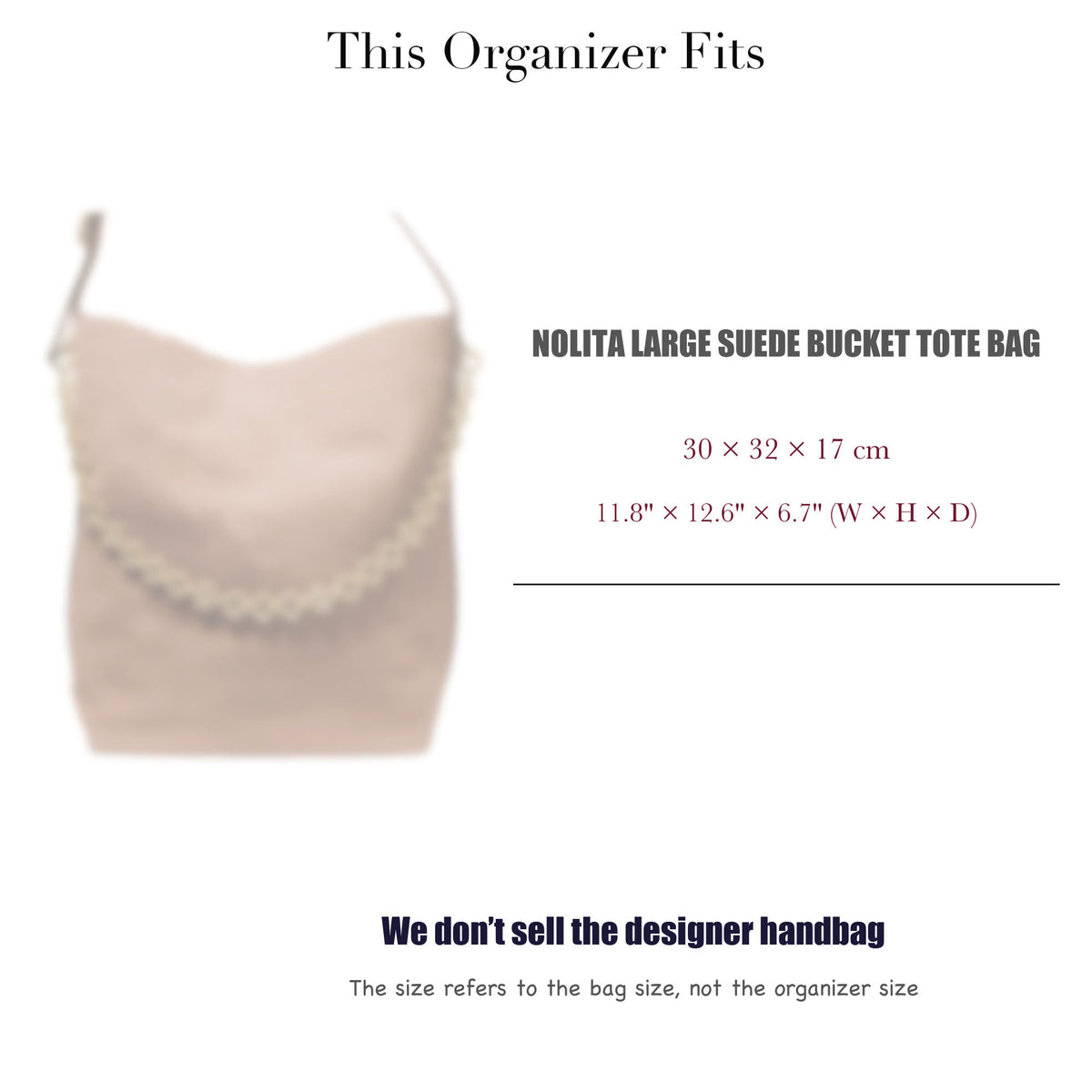 Bag Insert for (Michael Kors, Nolita Large Suede Bucket Tote Bag) Organizer of Silk Fabric