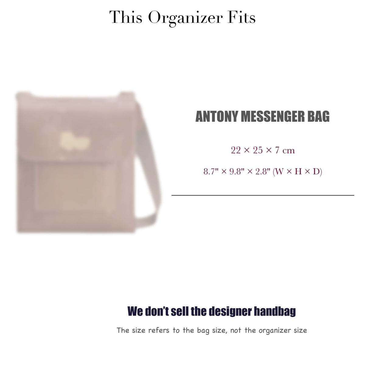 Bag Insert for (Mulberry, Antony Messenger Bag) Organizer of Silk Fabric
