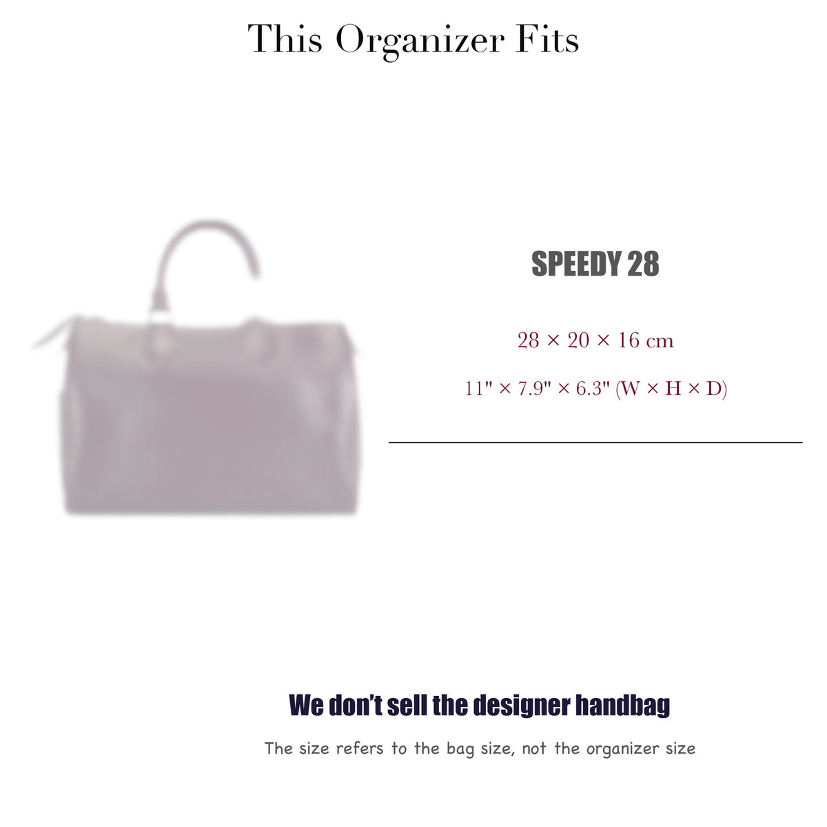 Bag Insert for (LV, Speedy 28) Organizer of Silk Fabric