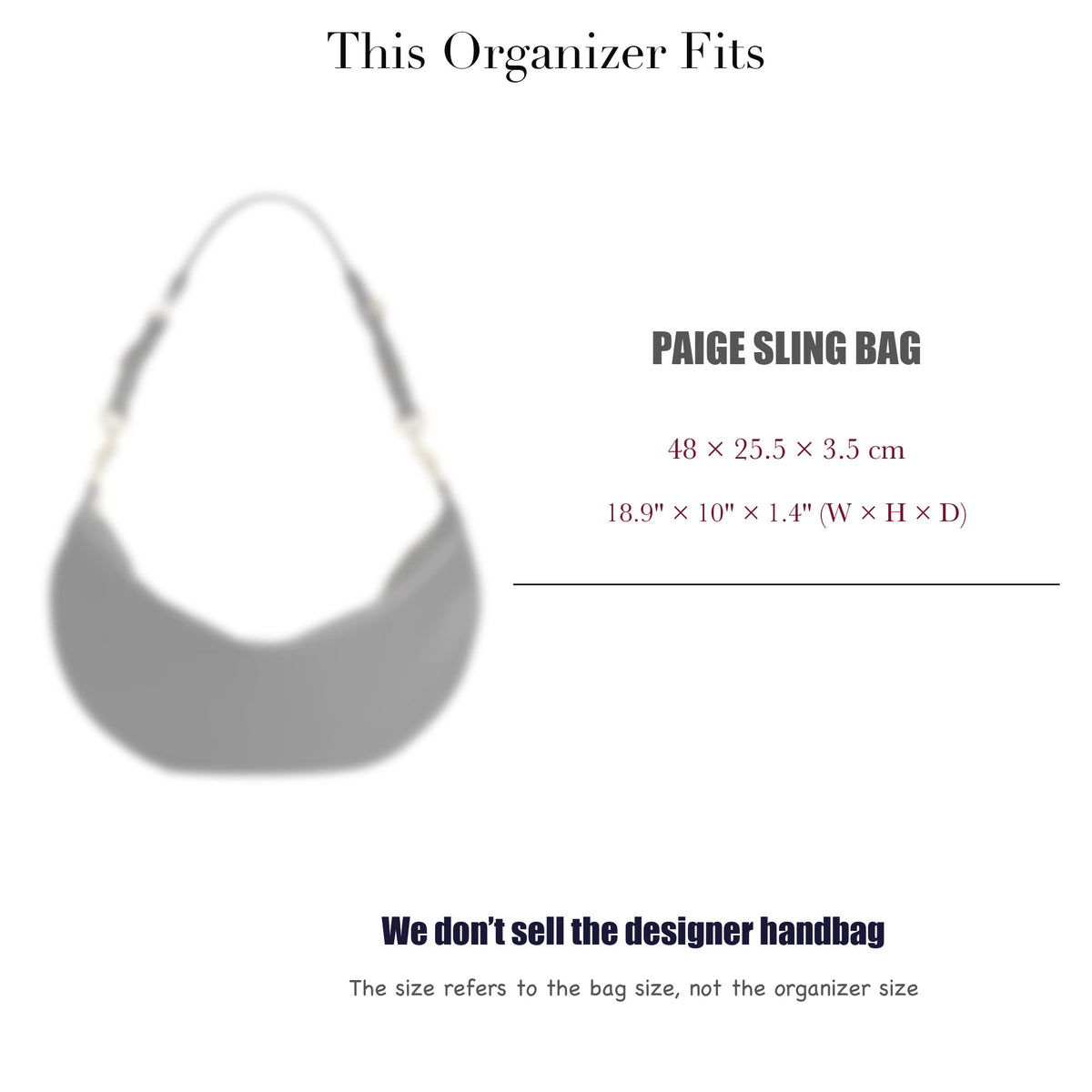 Bag Insert for (Coach, PAIGE SLING BAG) Organizer of Nylon Fabric