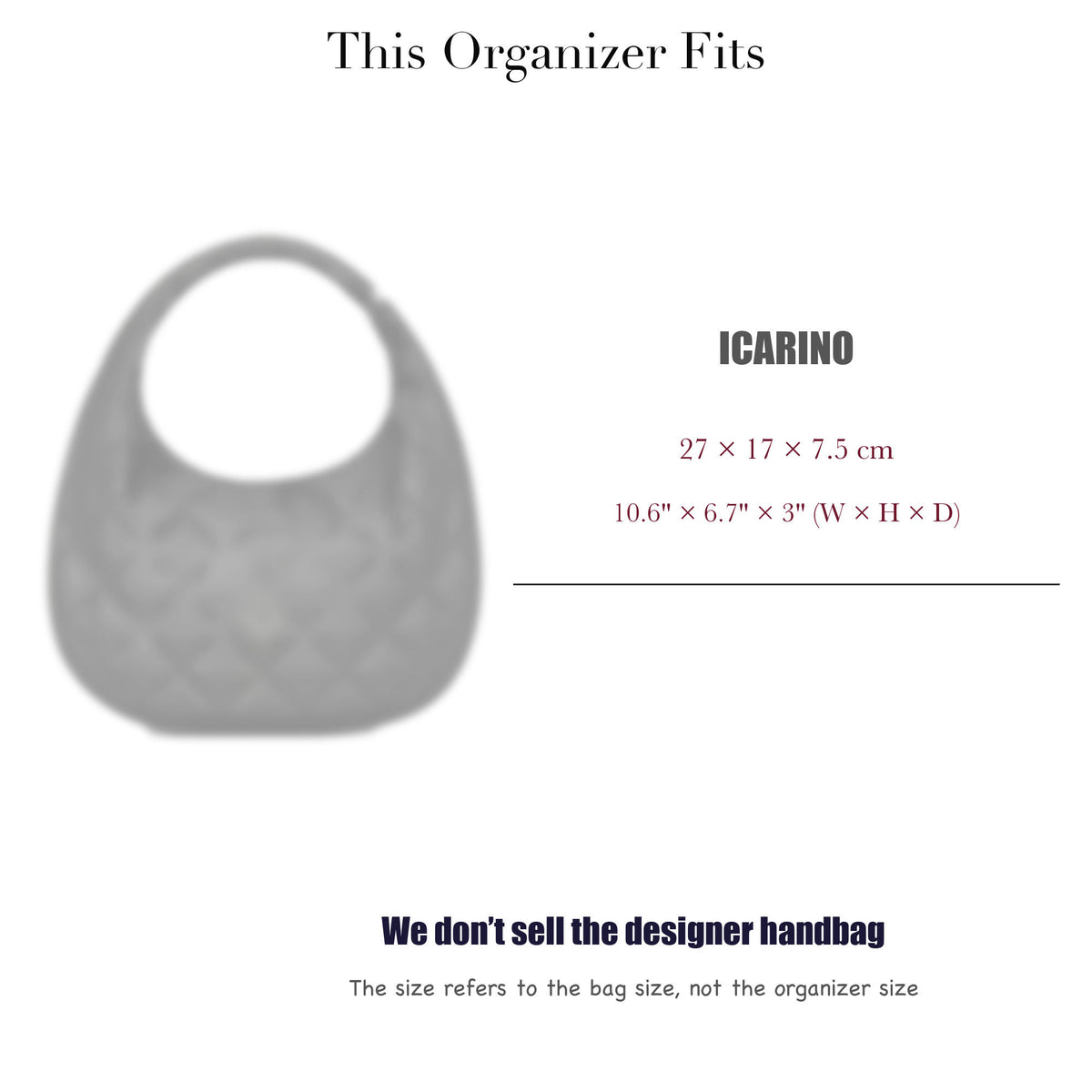 Bag Insert for (Saint Laurent (YSL), ICARINO) Organizer of Felt Fabric