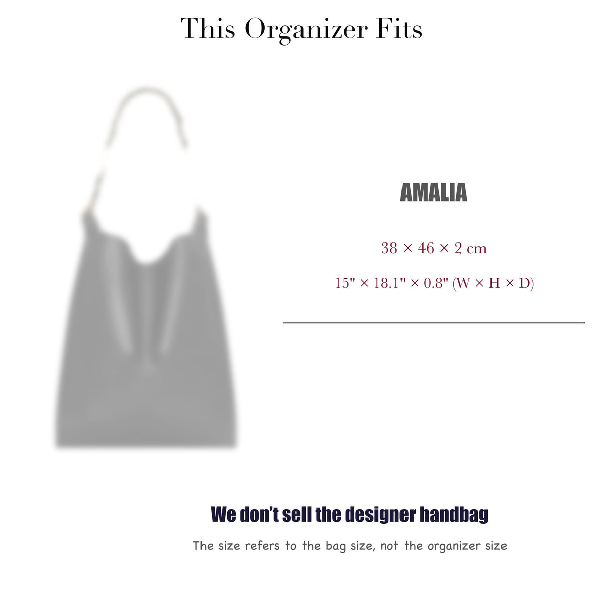 Bag Insert for (Saint Laurent (YSL), AMALIA) Organizer of Silk Fabric