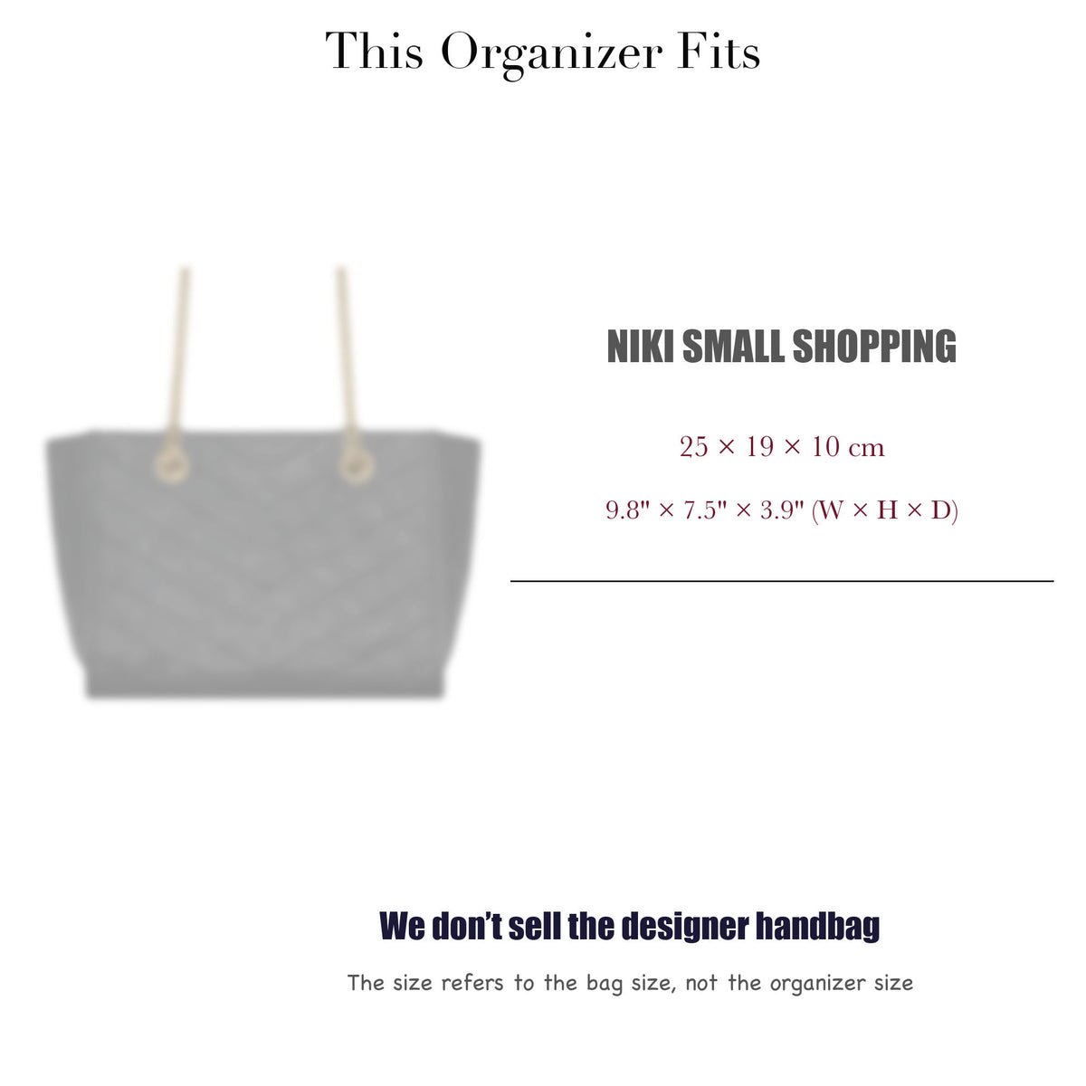 Bag Insert for (Saint Laurent (YSL), NIKI Small Shopping) Organizer of Silk Fabric