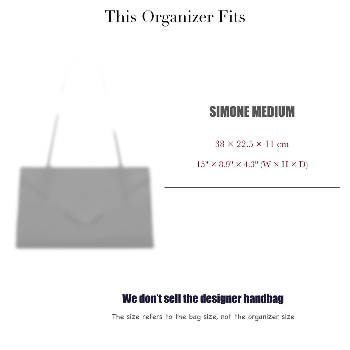 Bag Insert for (Saint Laurent (YSL), SIMONE Medium) Organizer of Felt Fabric