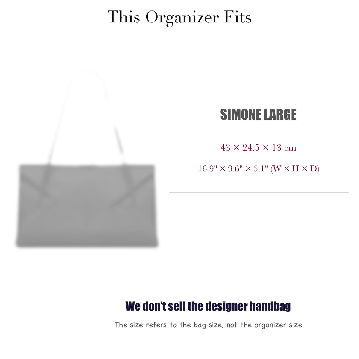 Bag Insert for (Saint Laurent (YSL), SIMONE Large) Organizer of Felt Fabric