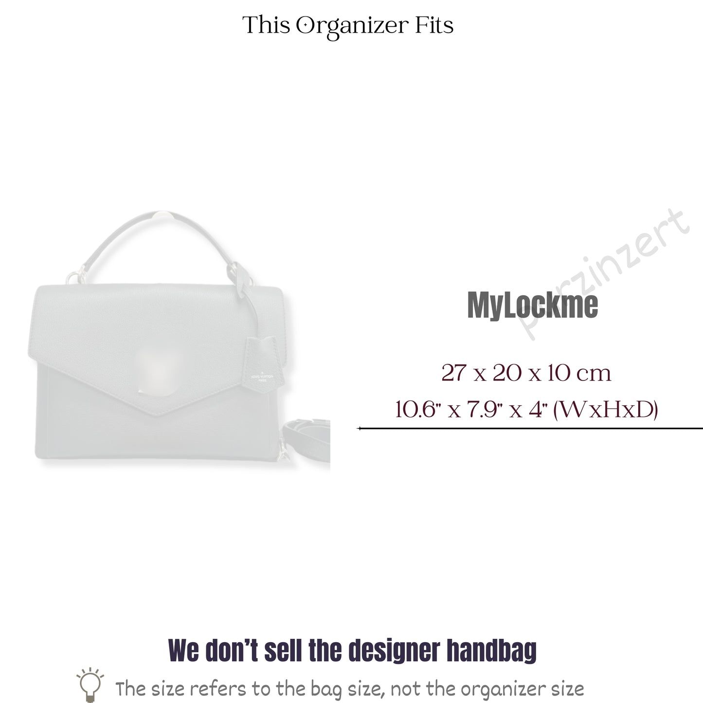 Bag Insert for (LV, MyLockme) Organizer of Silk Fabric