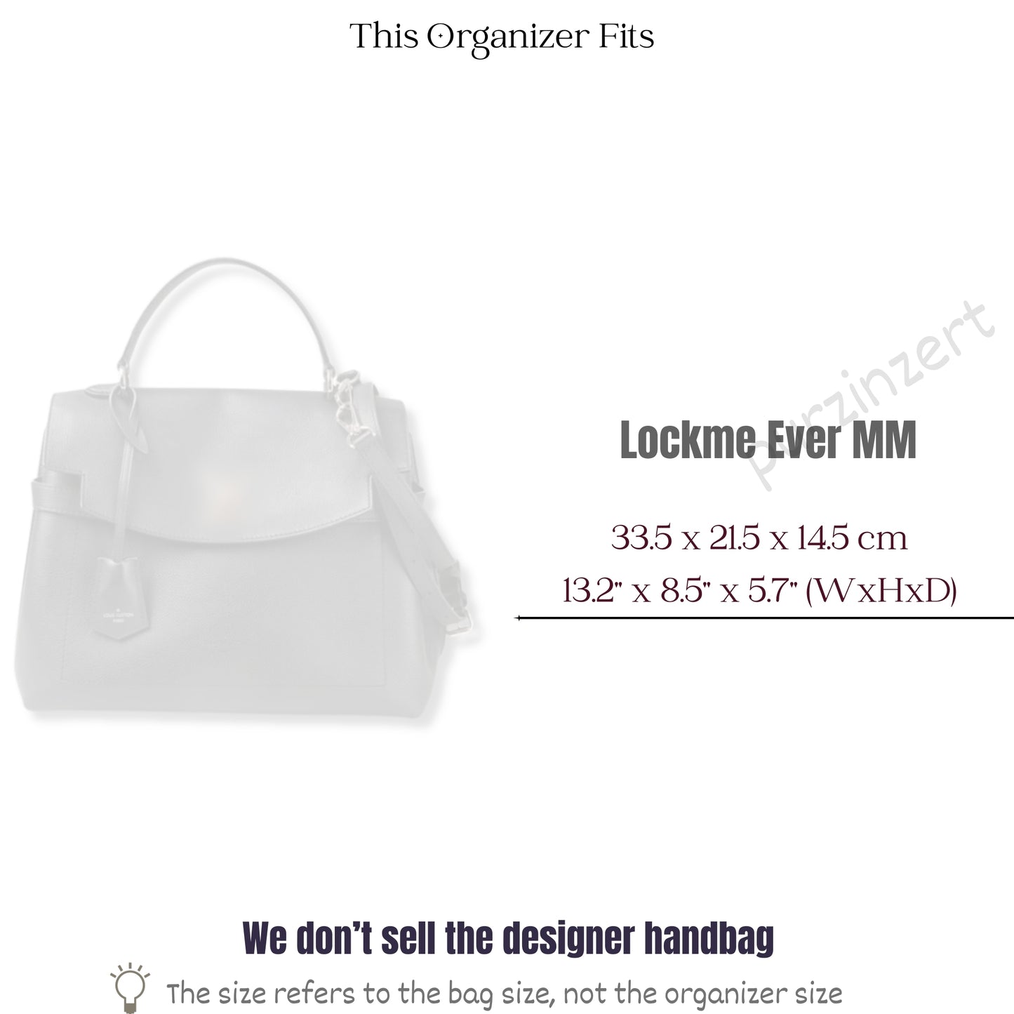 Bag Insert for (LV, Lockme Ever MM (Medium)) Organizer of Silk Fabric