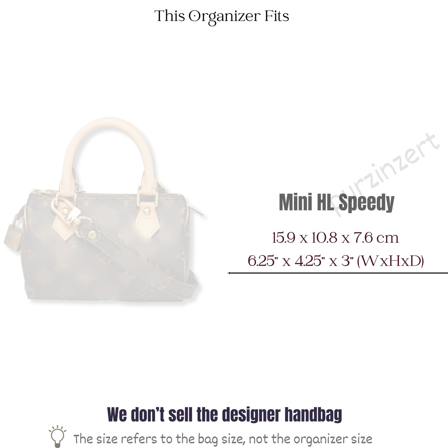 Bag Insert for (LV, Mini HL Speedy) Organizer of Felt Fabric