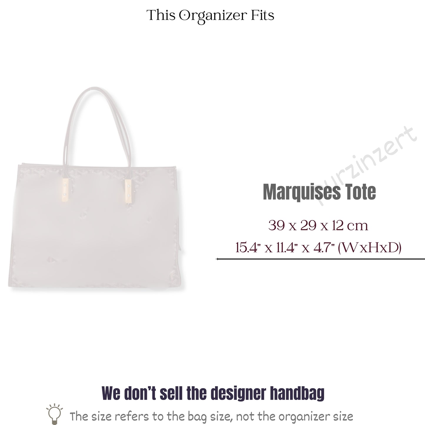 Bag Insert for (Goyard, Marquises Tote) Organizer of Silk Fabric
