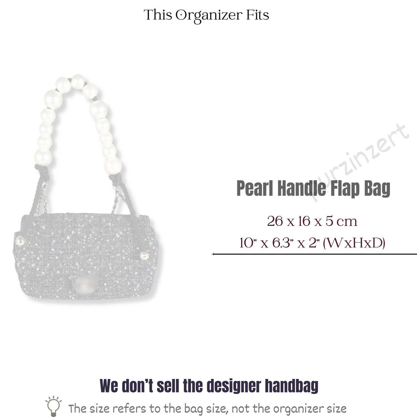 Bag Insert for (Chanel, Pearl Handle Flap Bag) Organizer of Silk Fabric