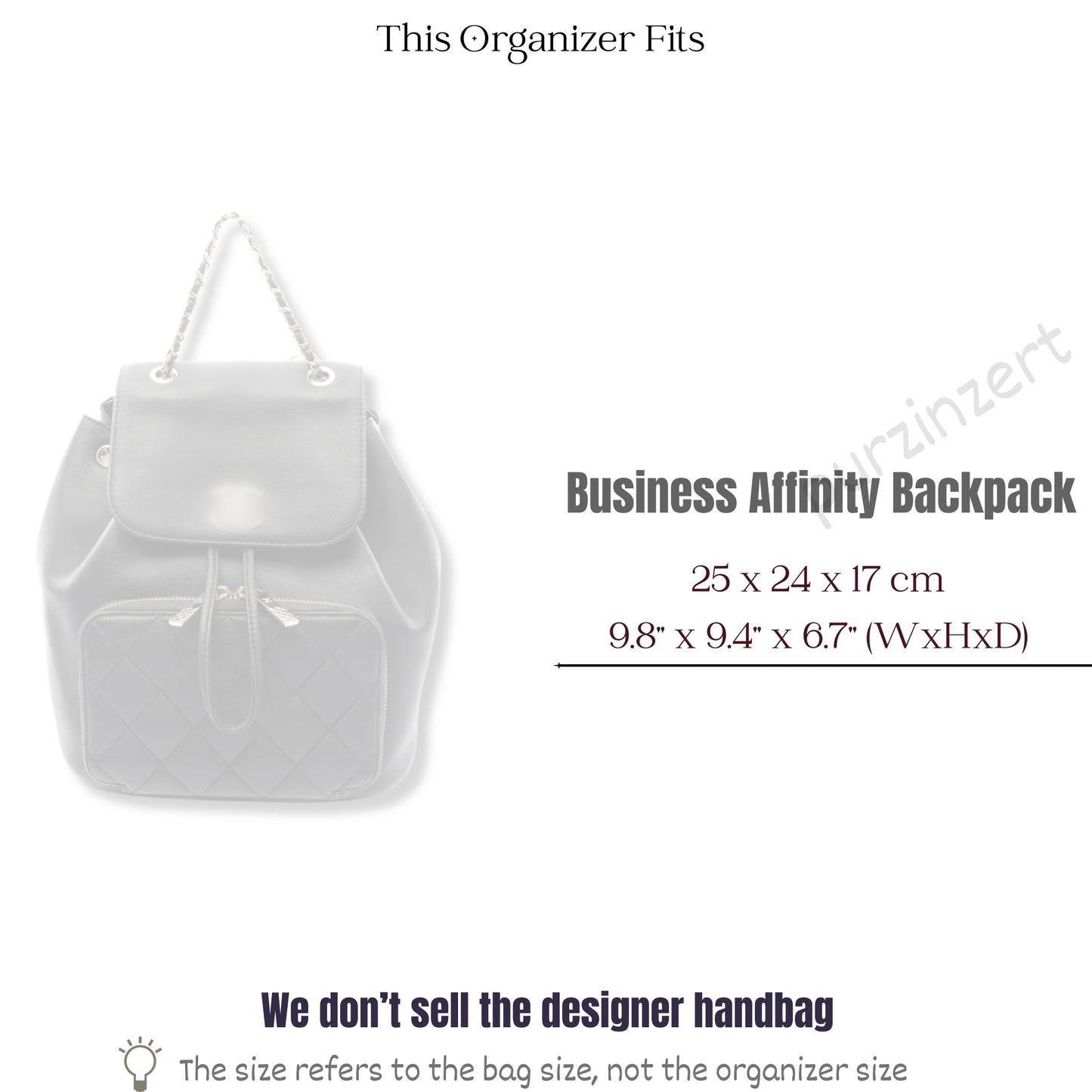 Bag Insert for (Chanel, Business Affinity Backpack) Organizer of Silk Fabric