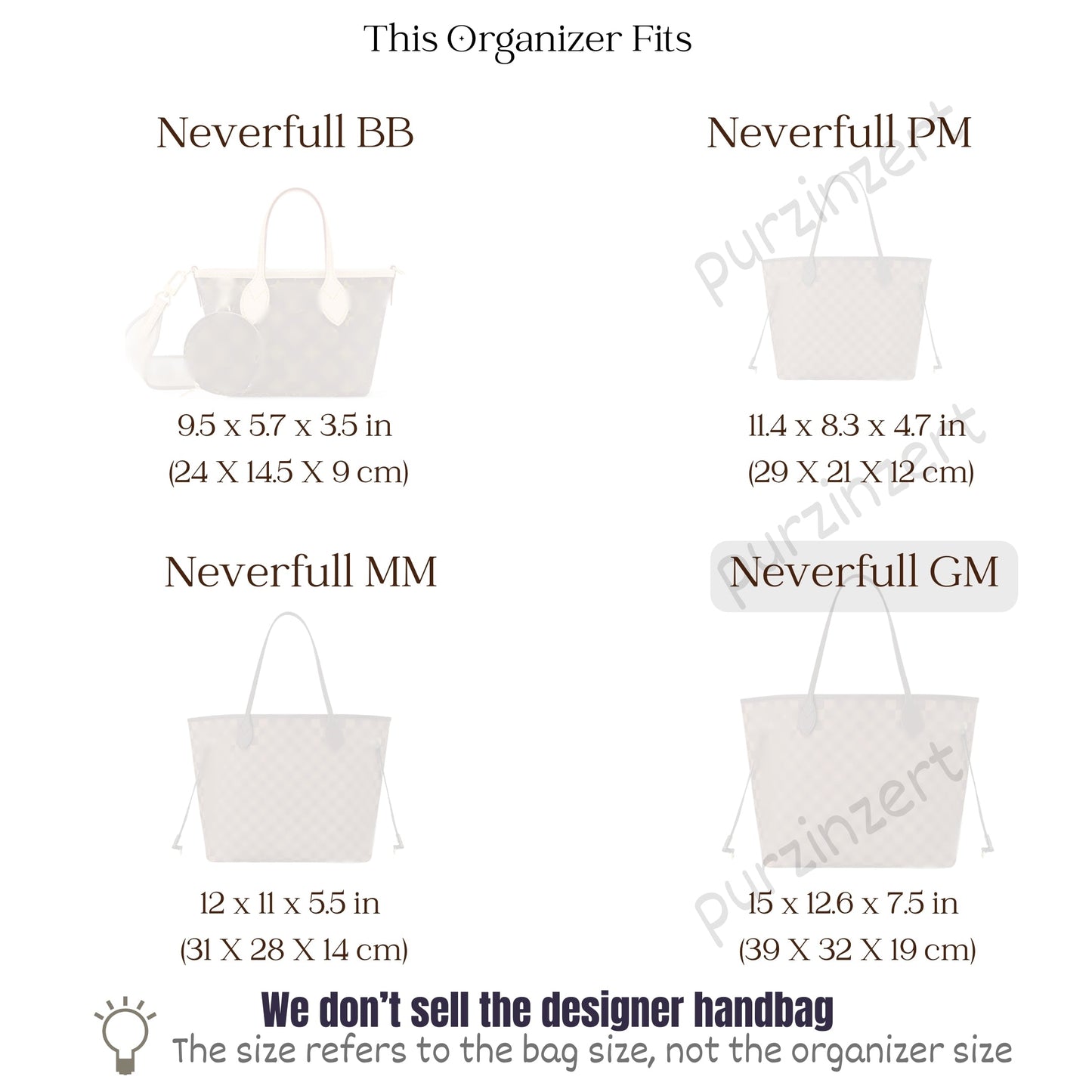 Bag Insert for (LV, Neverfull GM) Organizer of Nylon Fabric