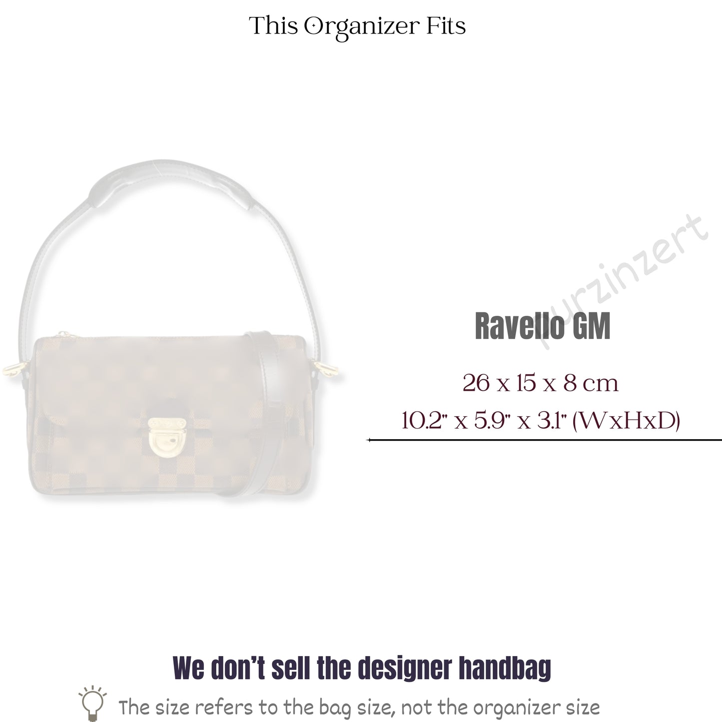 Bag Insert for (LV, Ravello GM (Large)) Organizer of Silk Fabric