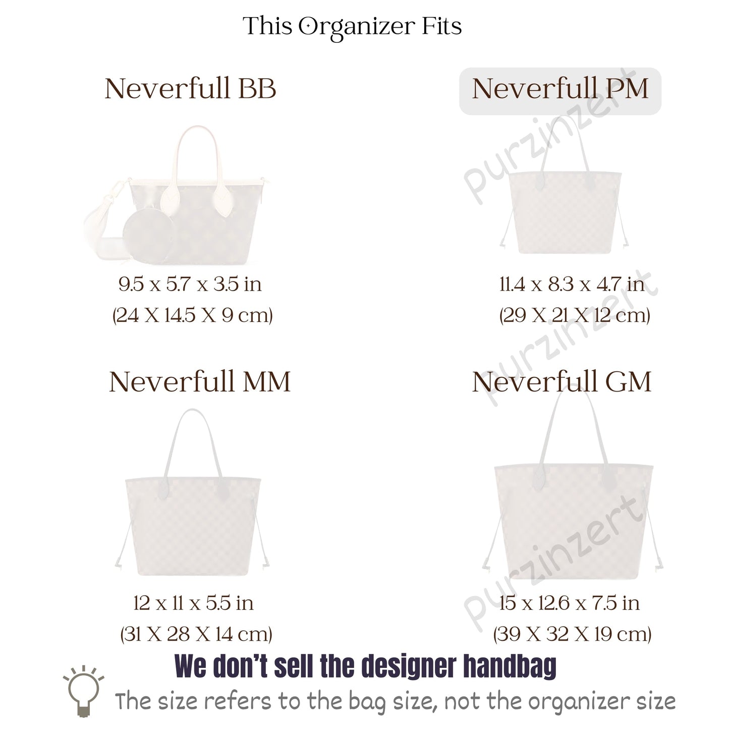 Bag Insert for (LV, Neverfull PM) Organizer of Nylon Fabric