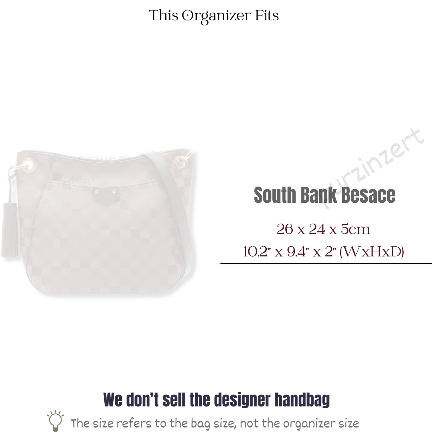 Bag Insert for (LV, South Bank Besace) Organizer of Felt Fabric