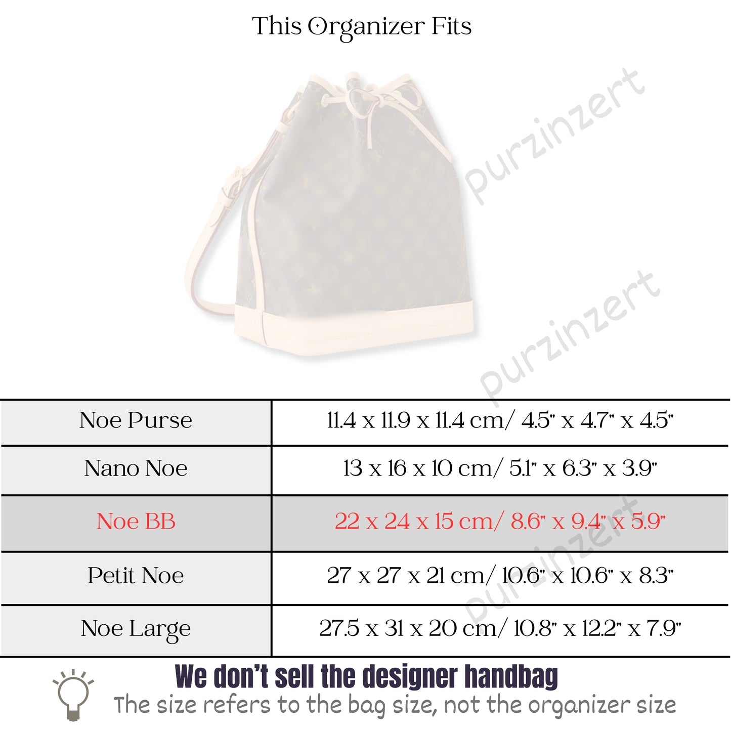 Bag Insert for (LV, Noe BB) Organizer of Silk Fabric
