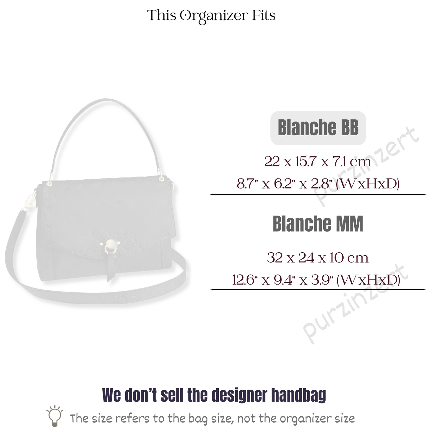 Bag Insert for (LV, Blanche BB) Organizer of Felt Fabric