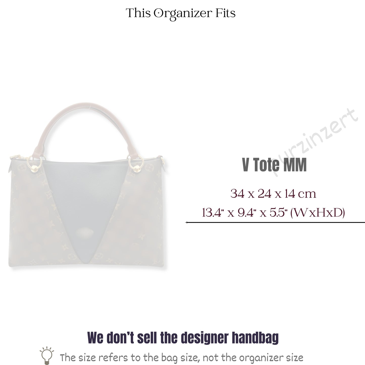 Bag Insert for (LV, V Tote MM (Medium)) Organizer of Silk Fabric
