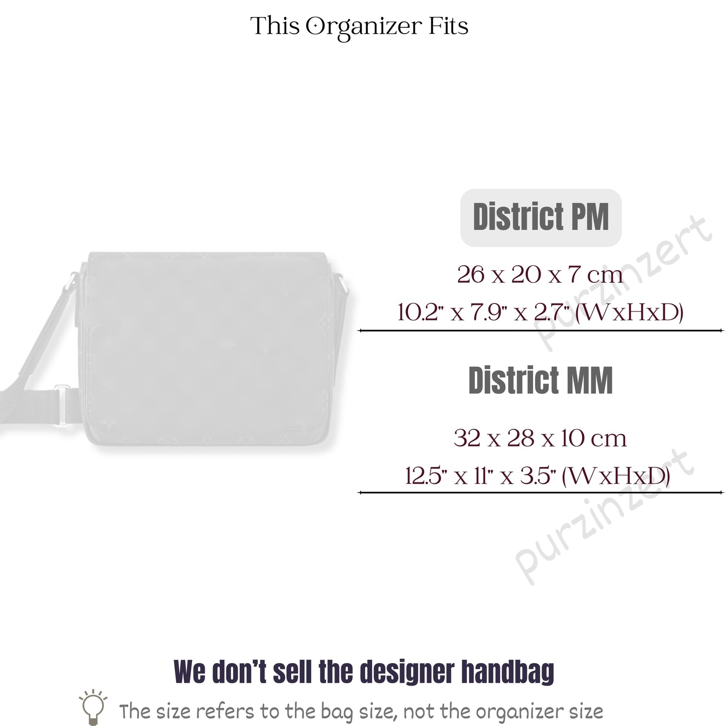 Bag Insert for (LV, District PM (Small)) Organizer of Felt Fabric