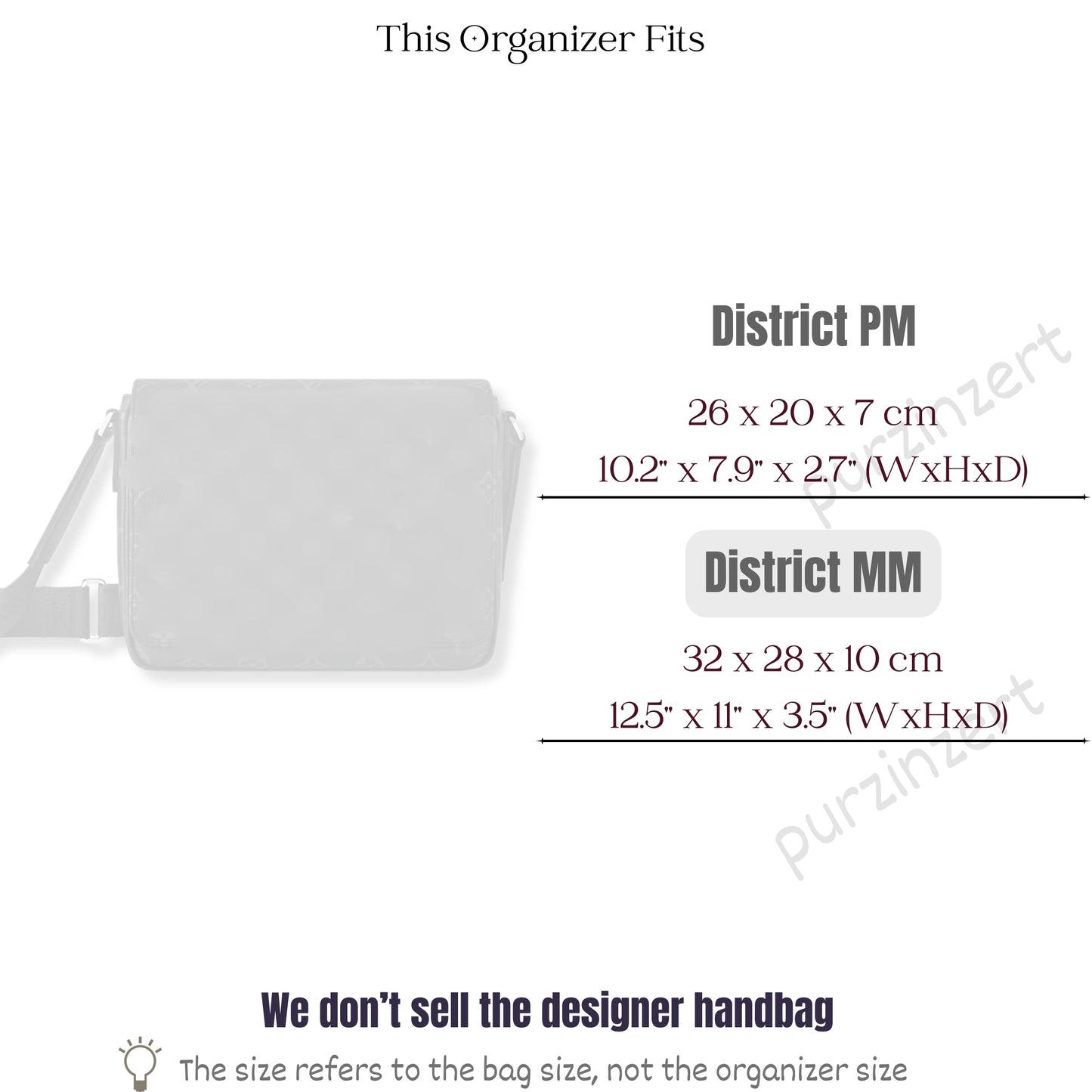 Bag Insert for (LV, District MM (Medium)) Organizer of Felt Fabric
