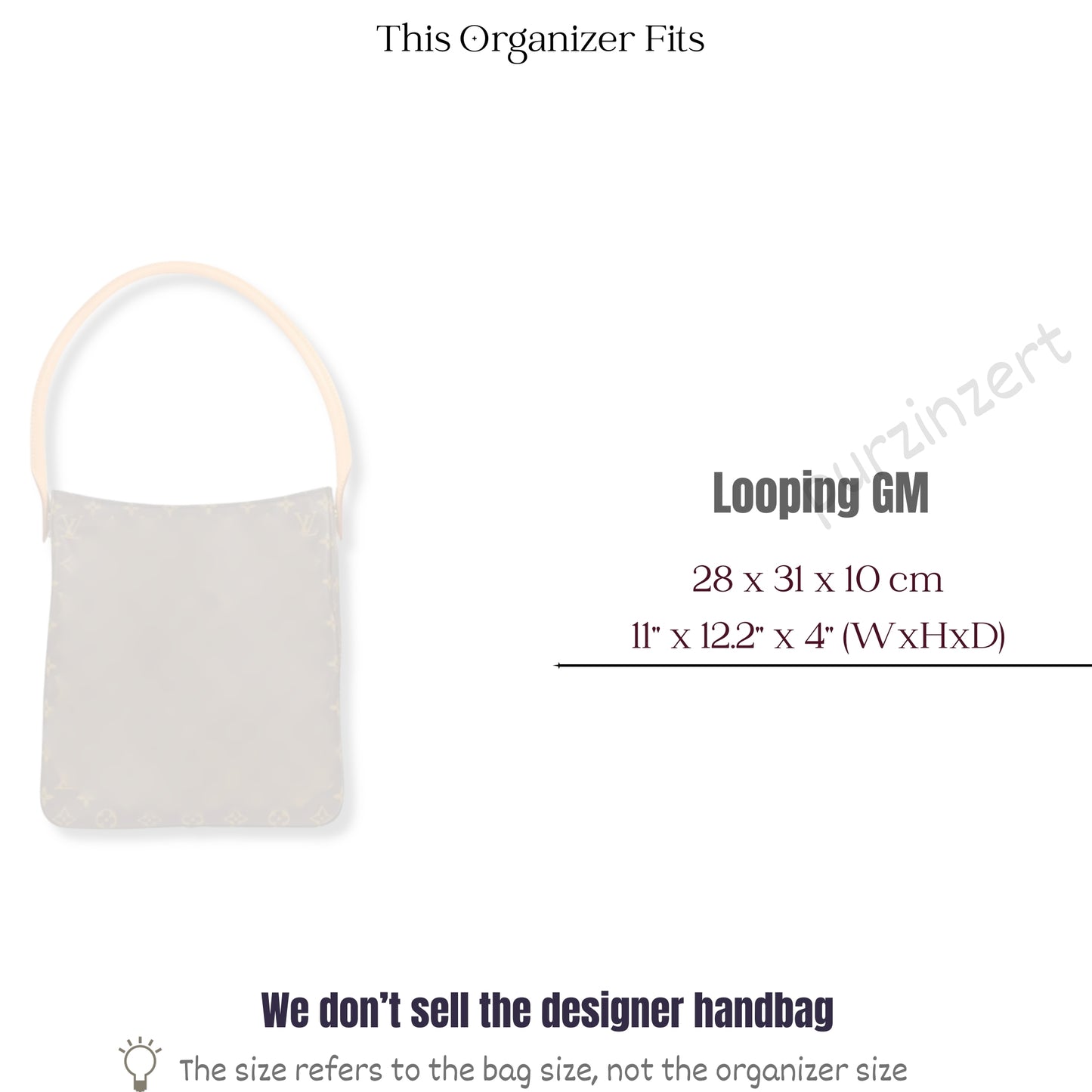 Bag Insert for (LV, Looping GM (Large)) Organizer of Felt Fabric