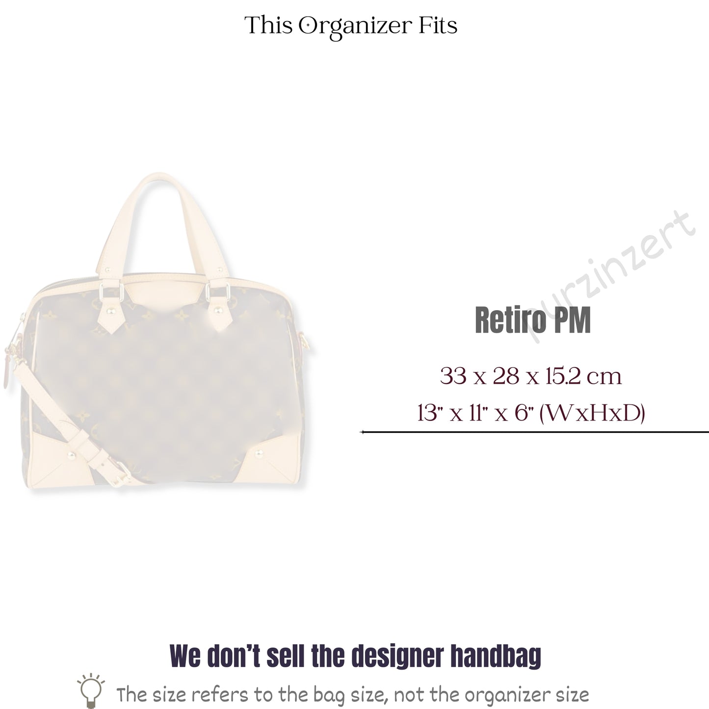 Bag Insert for (LV, Retiro PM) Organizer of Silk Fabric