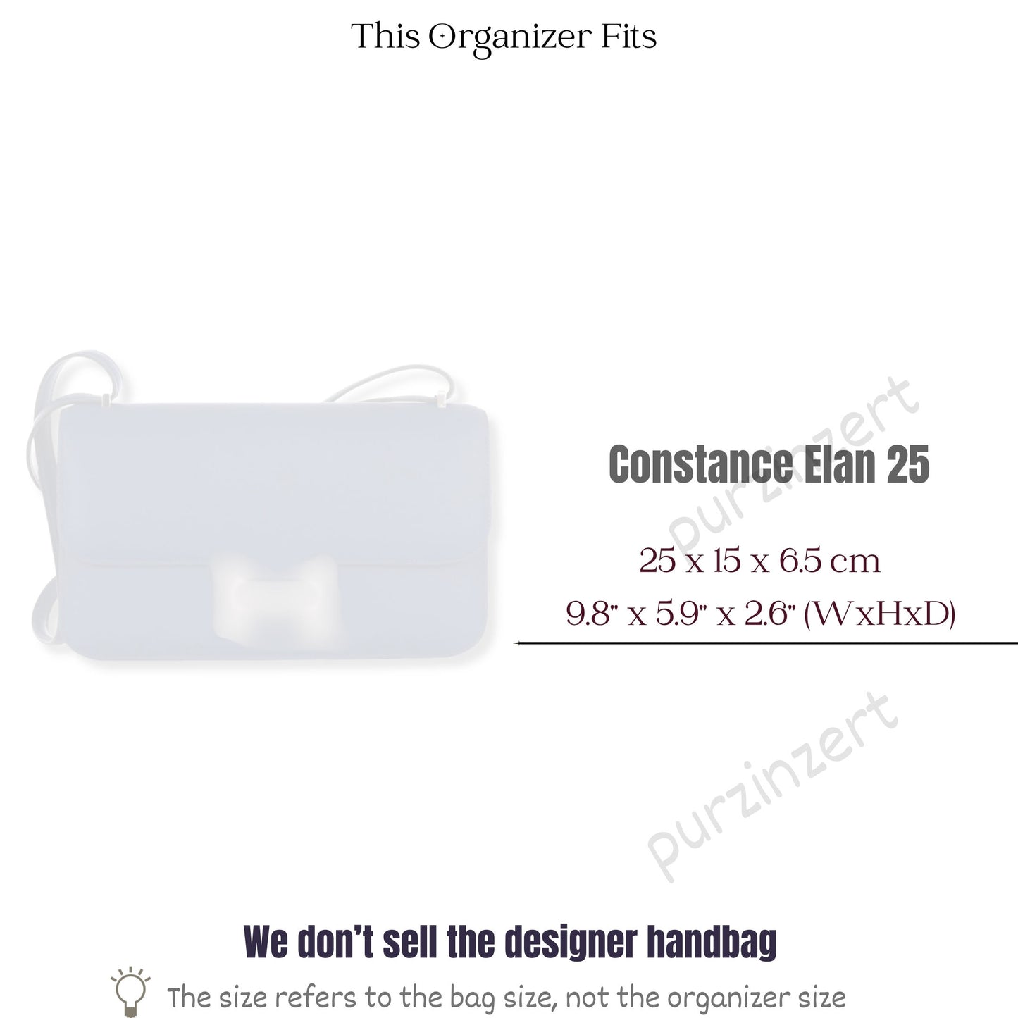 Bag Insert for (Hermes, Constance 25 Elan) Organizer of Felt Fabric