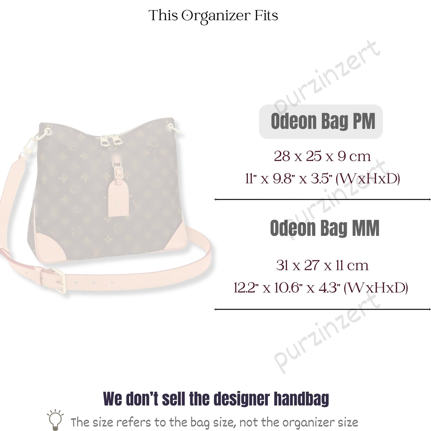 Bag Insert for (LV, Odeon PM (Small)) Organizer of Silk Fabric