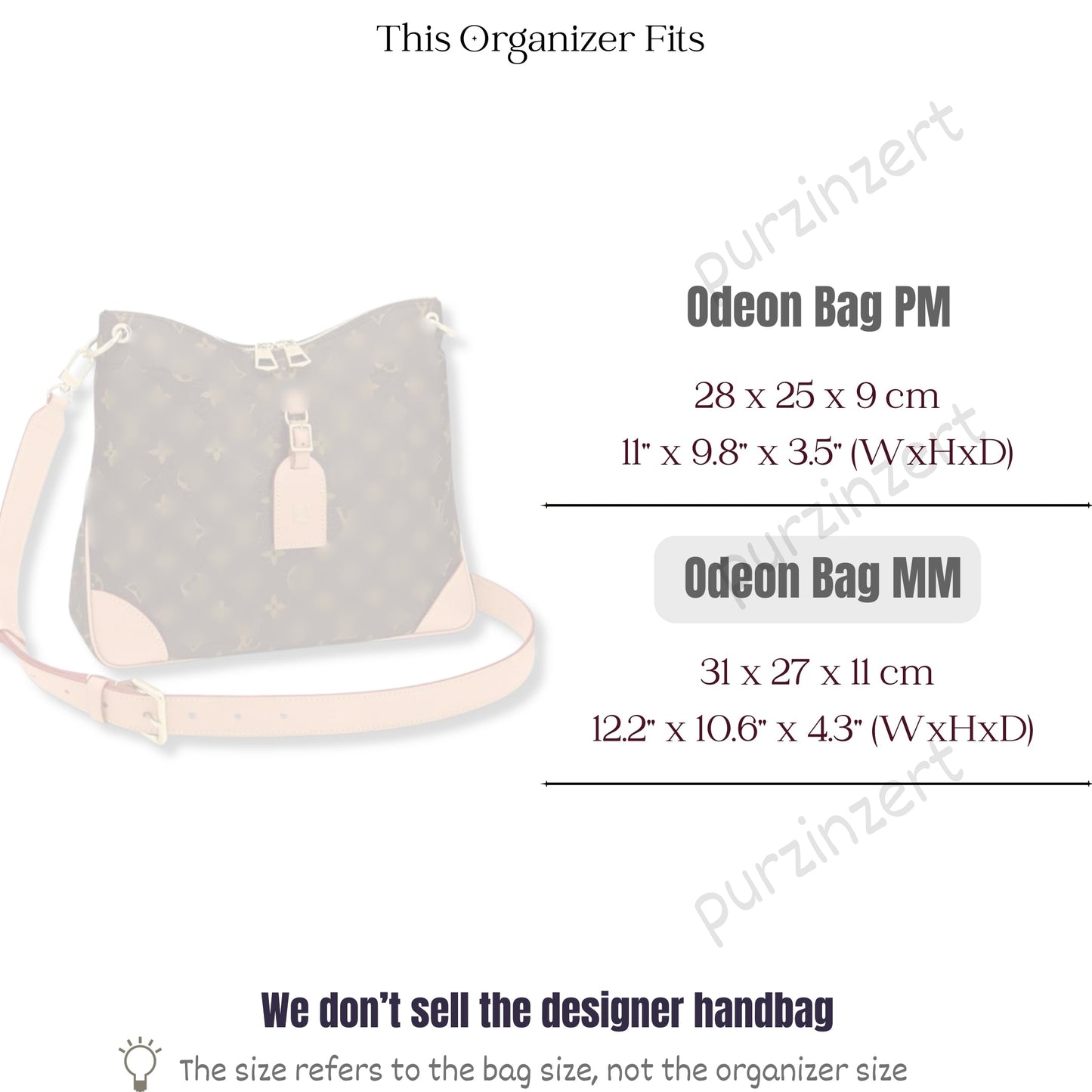 Bag Insert for (LV, Odeon MM (Medium)) Organizer of Felt Fabric