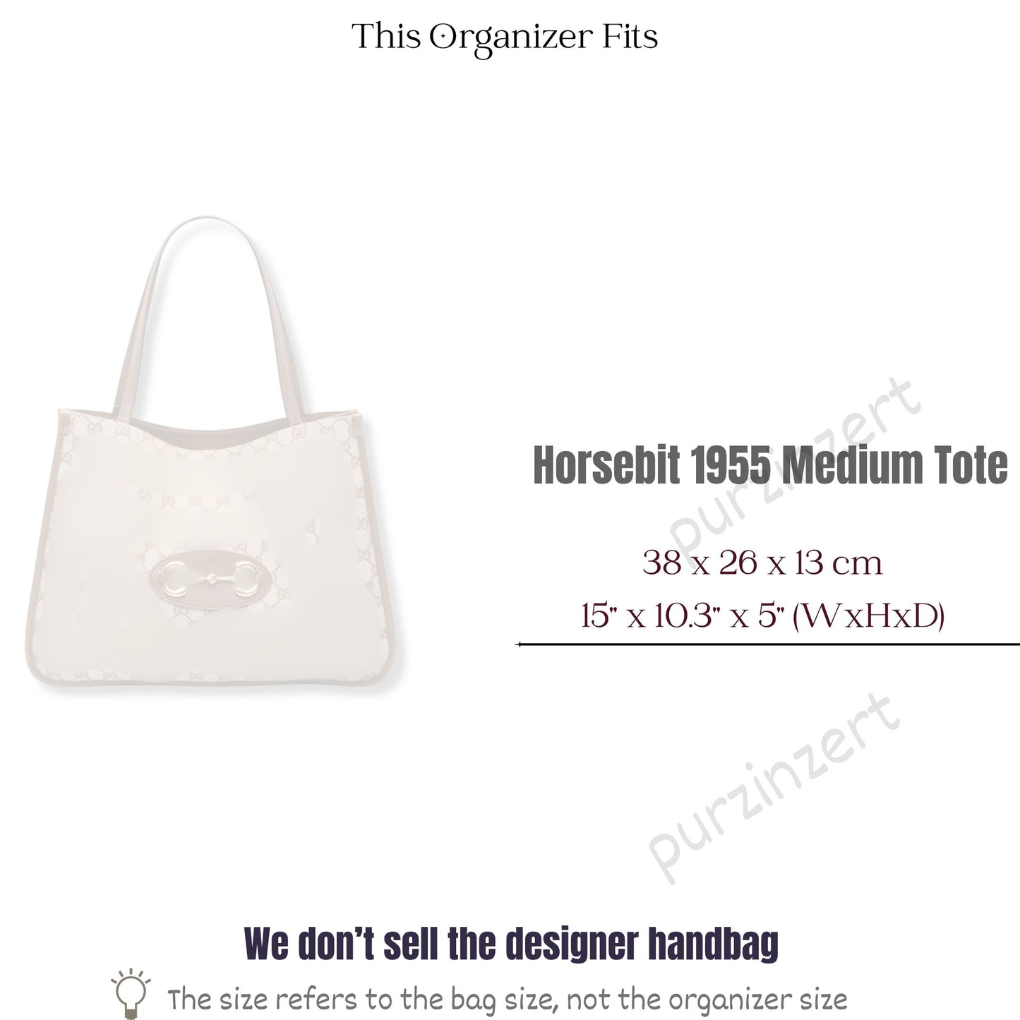 Bag Insert for (Gucci, Horsebit 1955 Medium Tote) Organizer of Silk Fabric