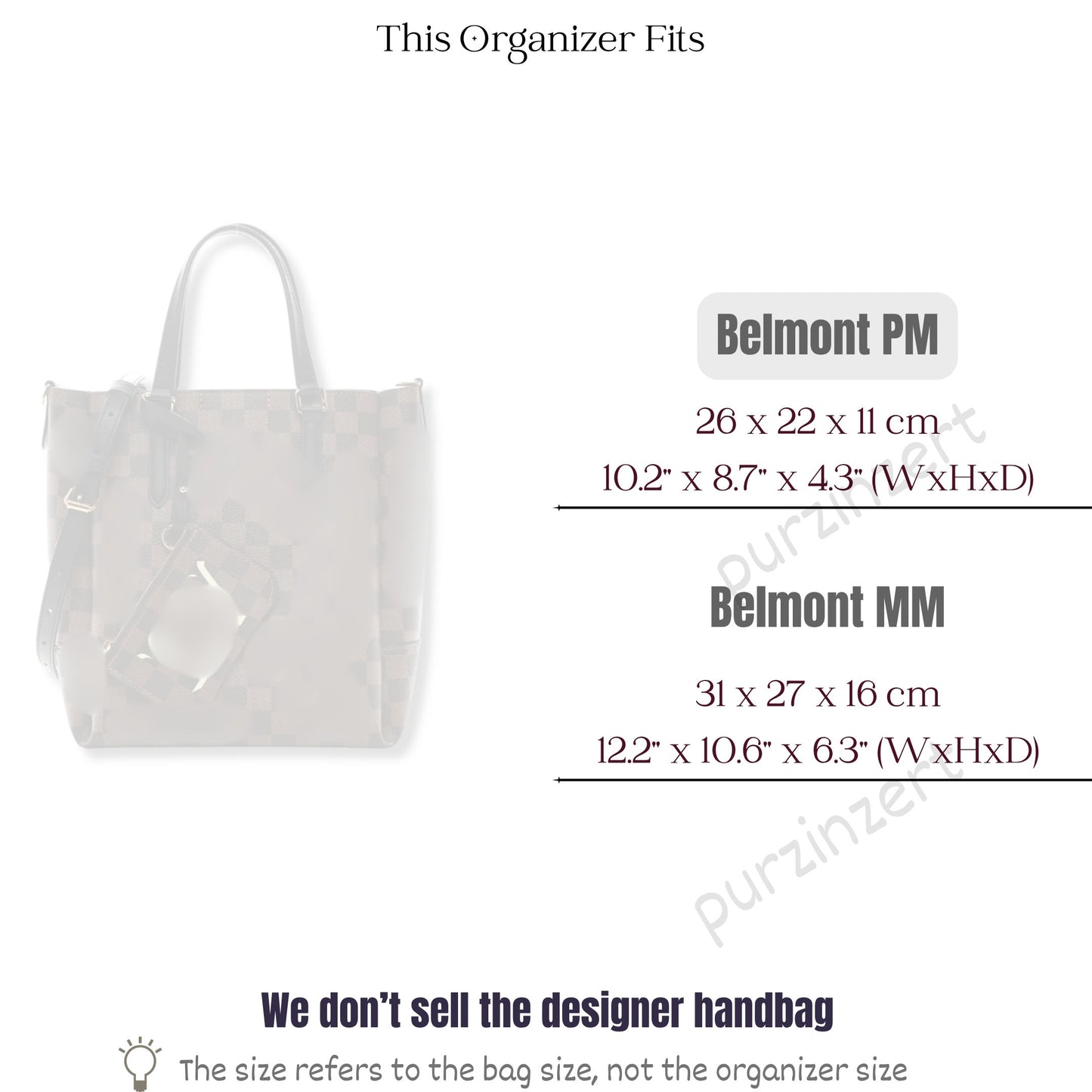 Bag Insert for (LV, Belmont PM (Small)) Organizer of Nylon Fabric