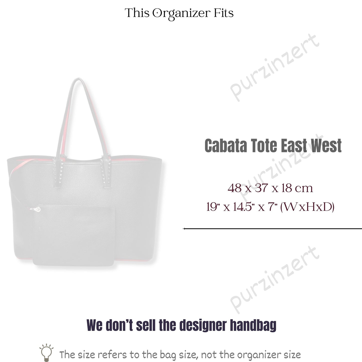 Bag Insert for (Christian Louboutin, Cabata East West) Organizer of Felt Fabric